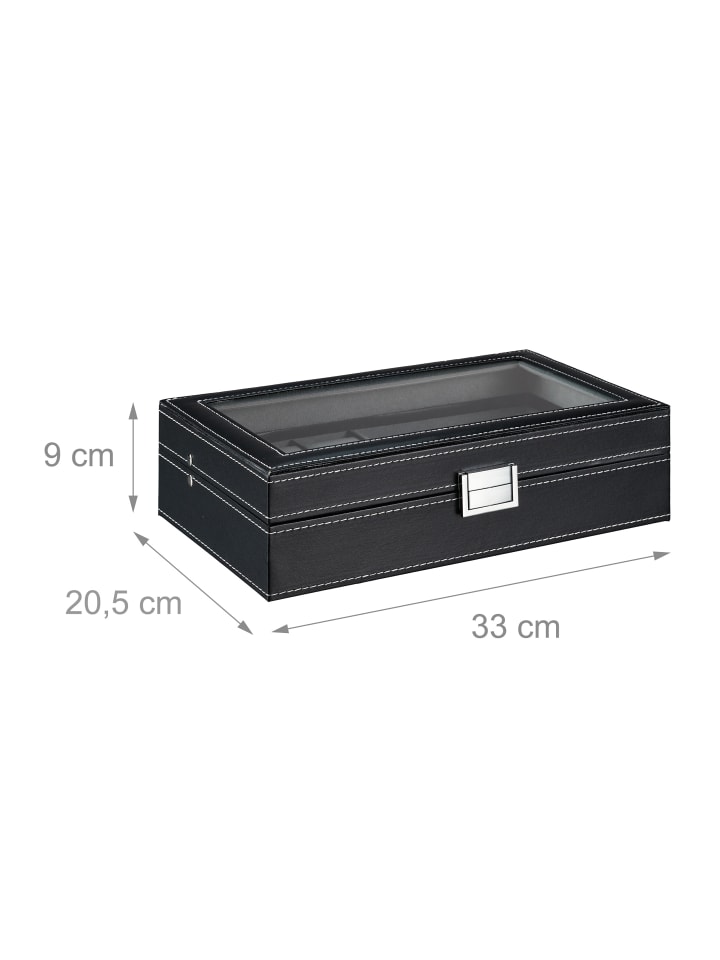 relaxdays Schmuckaufbewahrung in Schwarz - (B)33 x (H)9 x (T)20,5 cm günstig kaufen onesize