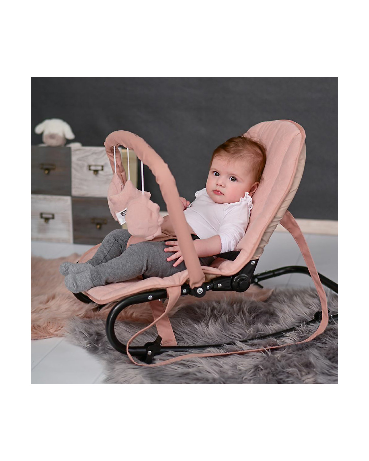 Babywippe Eliza Luxe verstellbare Rückenlehne, Spielbogen, Tragegriffe Babywippen