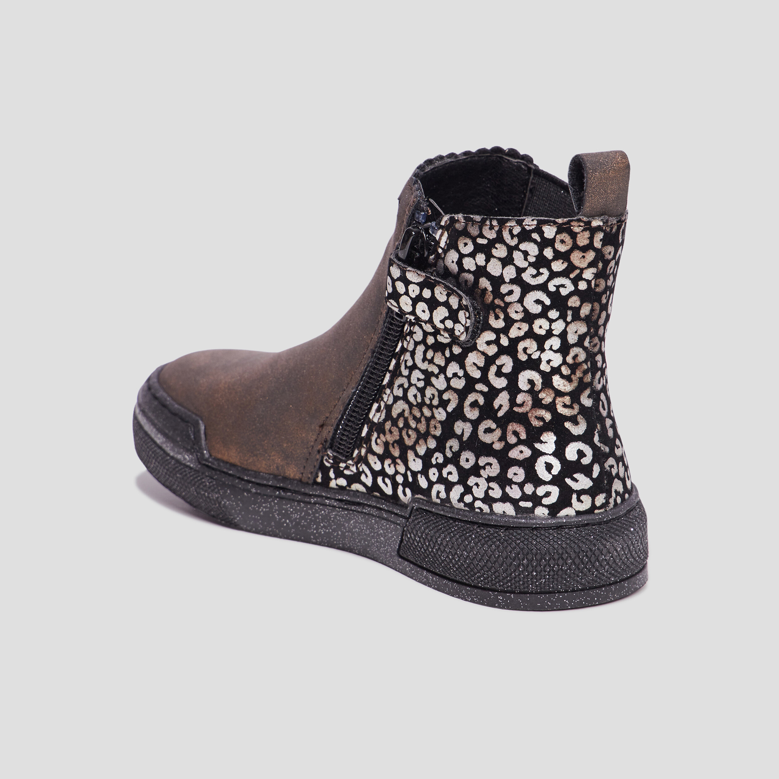 Bottillons pailletés en cuir Ariboot noir fille | La Halle