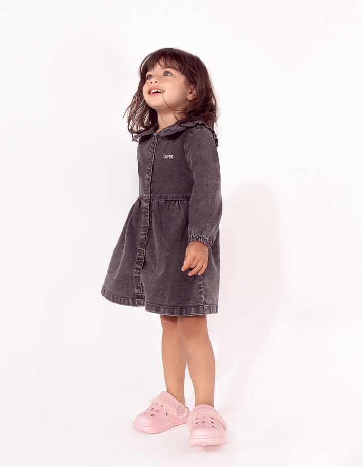 Robe en jean grise avec maxi col bébé fille