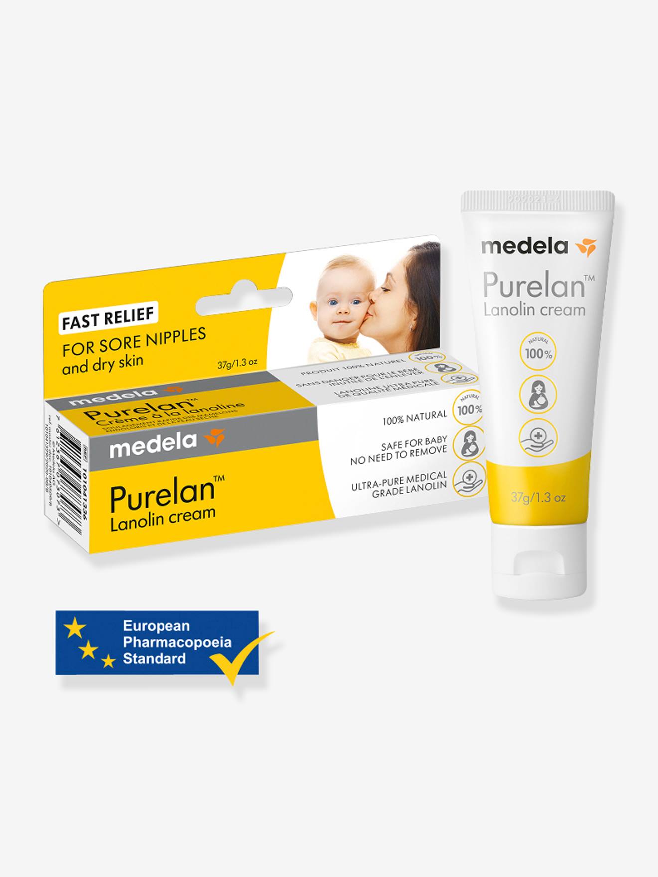 Crème hydratante Purelan 100 MEDELA, tube de 37 g blanc
