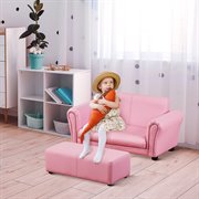 HOMCOM Kindersessel mit Fußhocker, Kindercouch mit Hocker, Kindersofa, Sofa Sessel, Rosa 83 x 42 x 41 cm