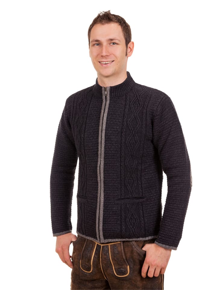 Edelnice Edelnice Trachten Strickjacke Helmut dunkelgrau in dunkelgrau günstig kaufen 54