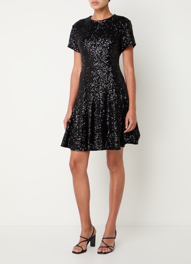 Robe courte Maje à sequins et col rond