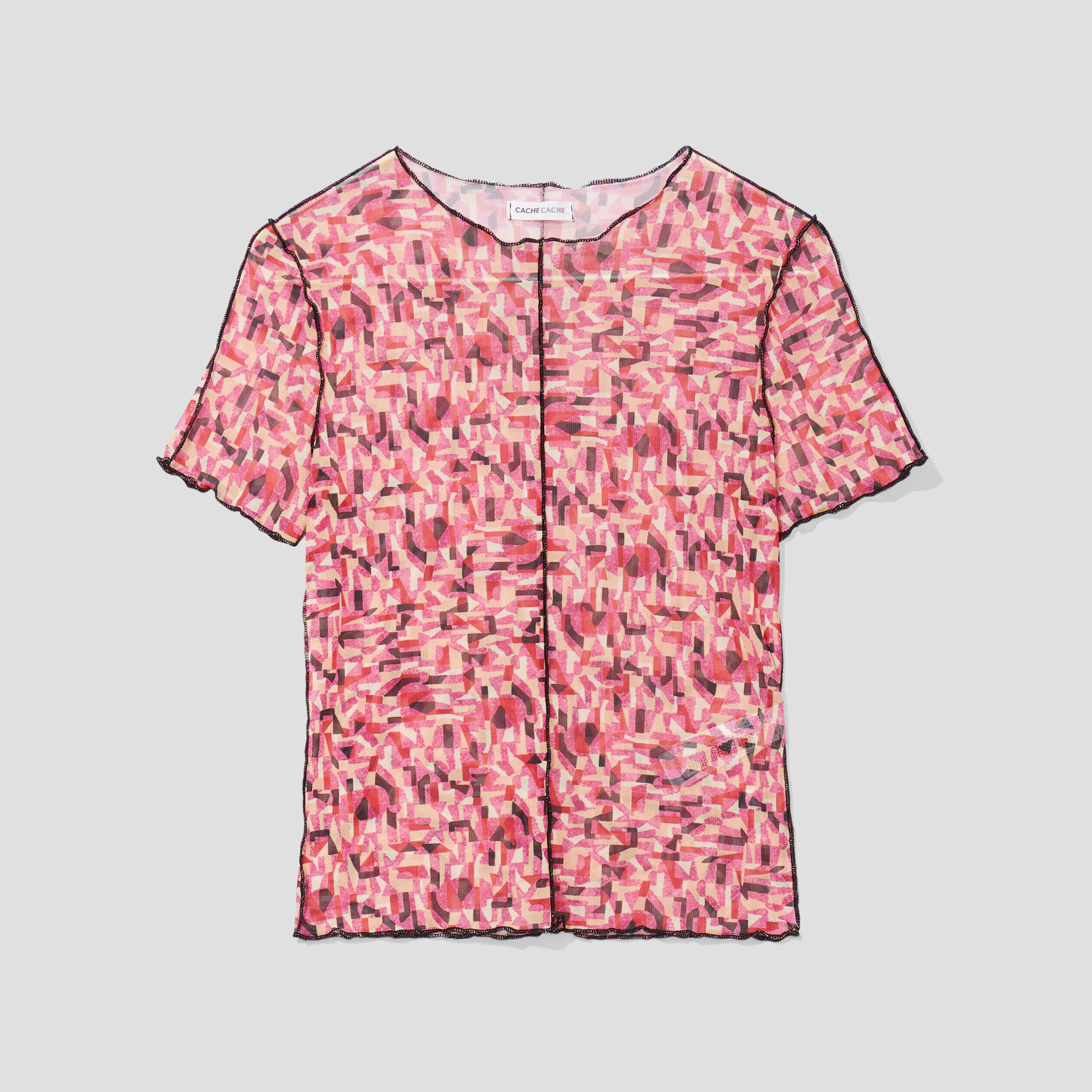 T-shirt semi-transparent rose femme | Cache Cache