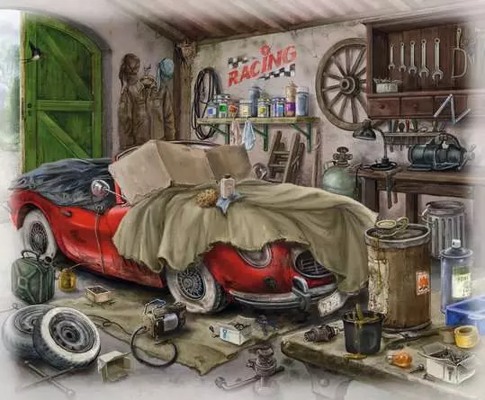 Puzzle 99 Teile - Im Gutshaus - Garage