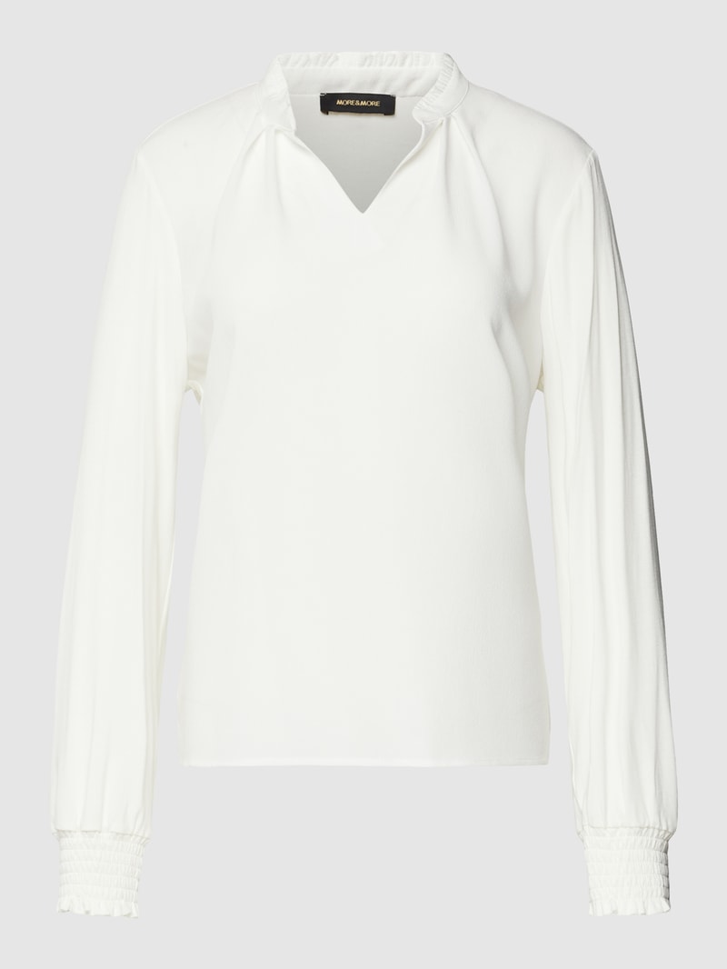 Blusenshirt mit Stehkragen und V-Ausschnitt in offwhite