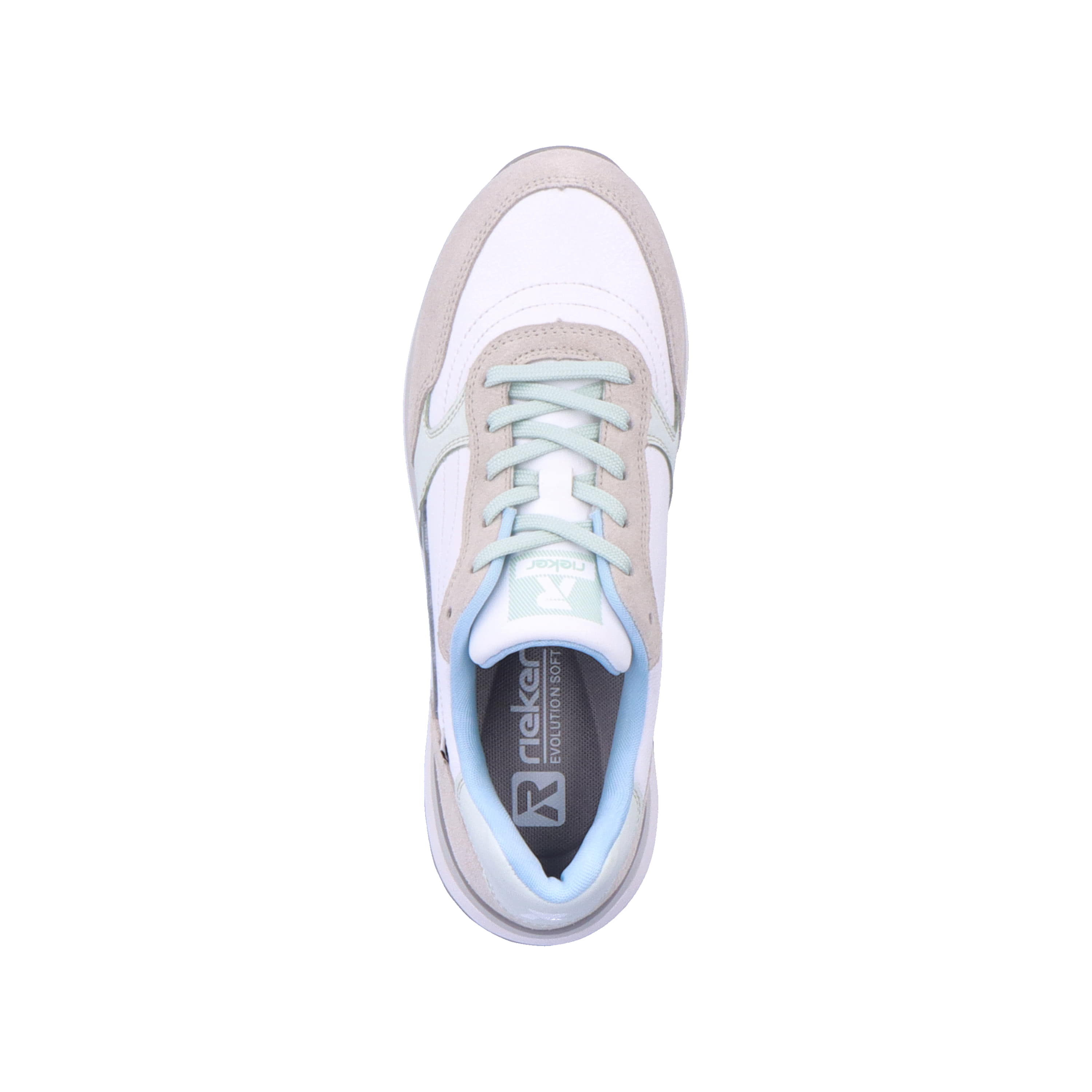 Rieker Damen Sneaker Low swan-white clay-beige ice-blue