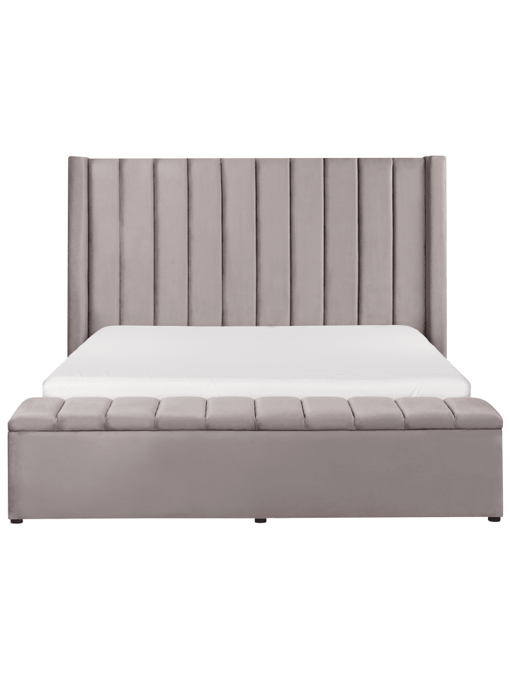 Beliani Doppelbett NOYERS in Grau - (W) 190 x (H) 132 x (L) 247 cm günstig kaufen onesize