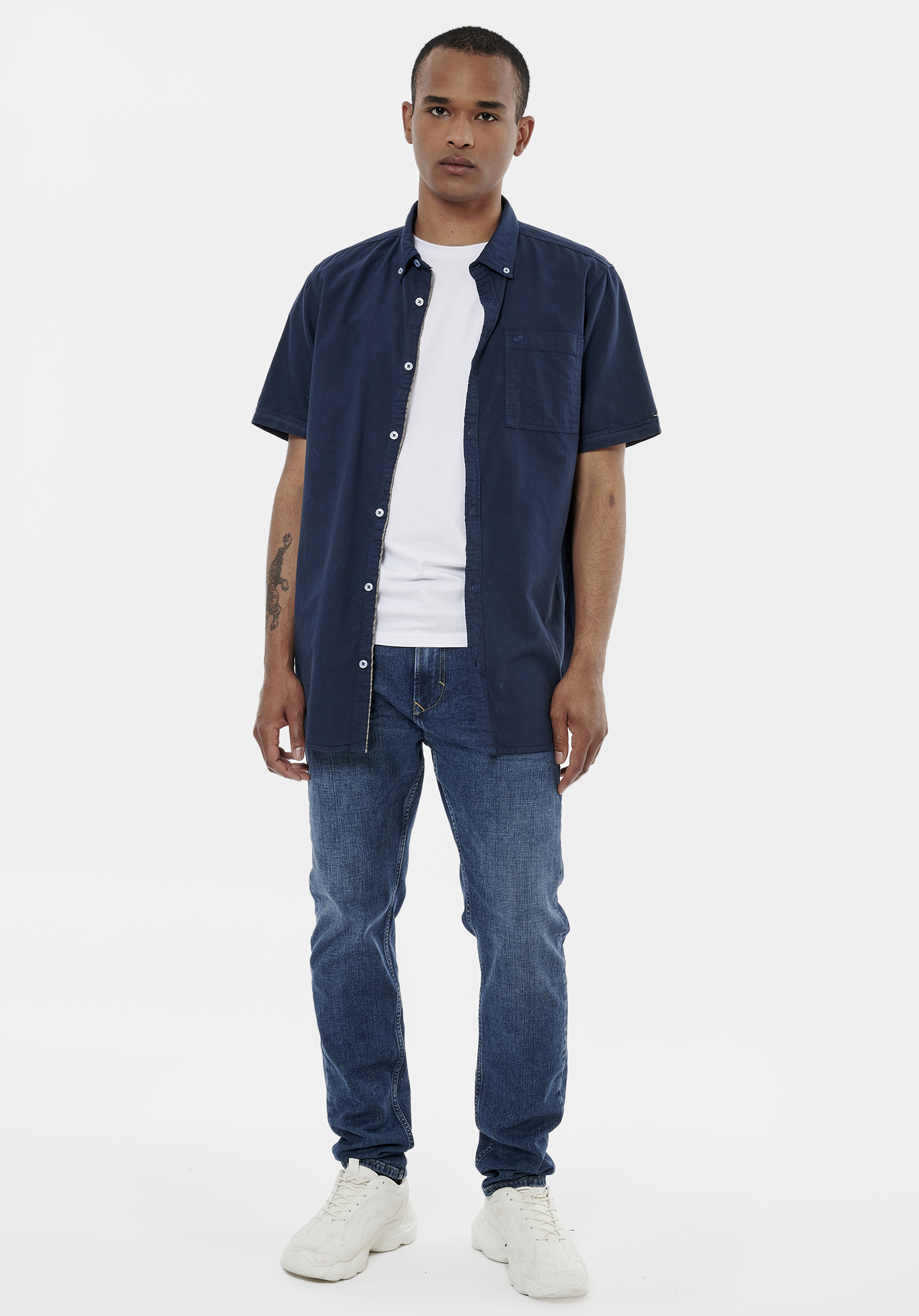 TOMAK  Chemise bleue marine homme 100% coton