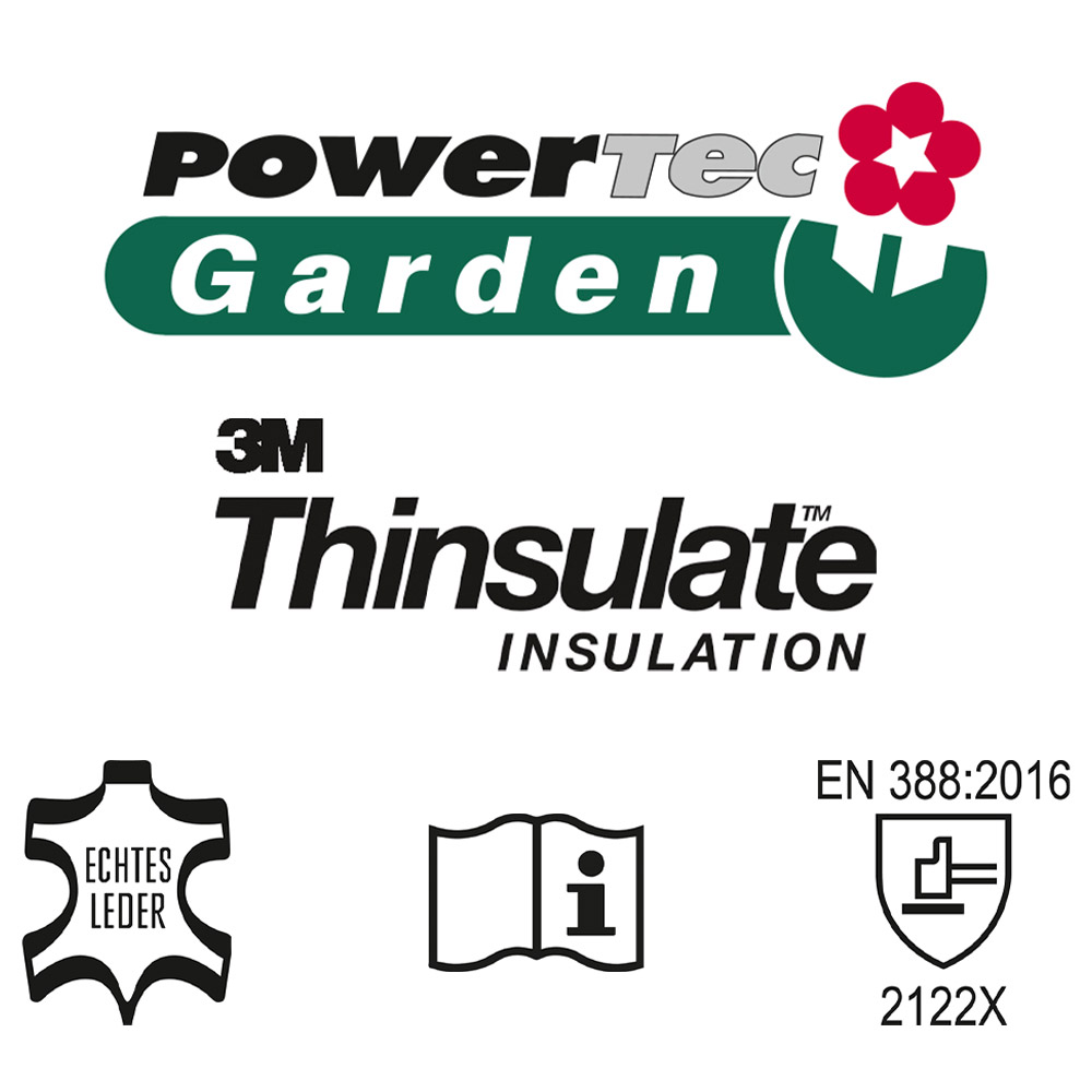 Powertec Garden Ziegenlederhandschuhe, Größe 8 - Hellblau