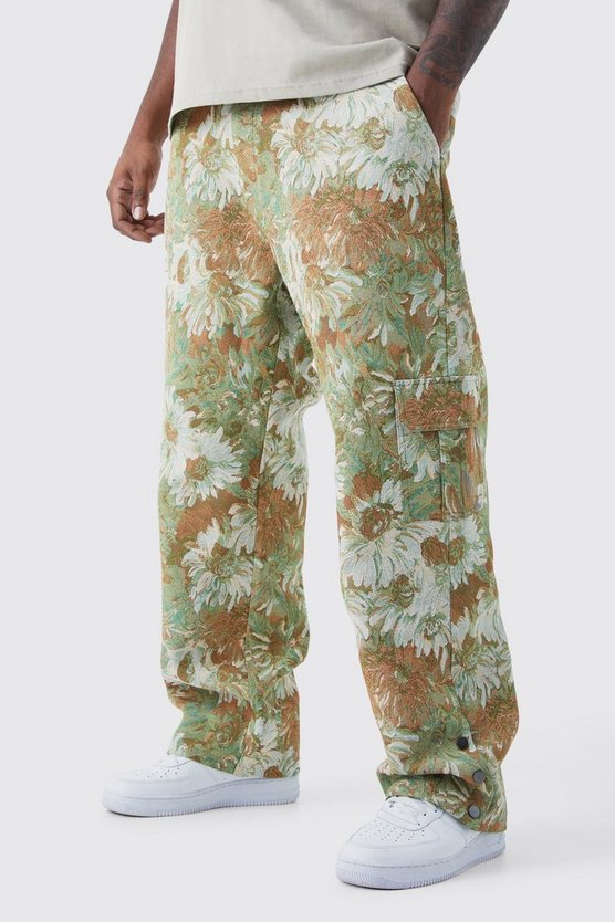 Plus lockere florale Hose mit Druckknöpfen