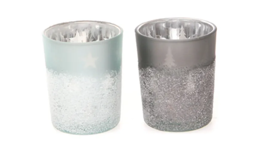 Glas mit Teelicht silber