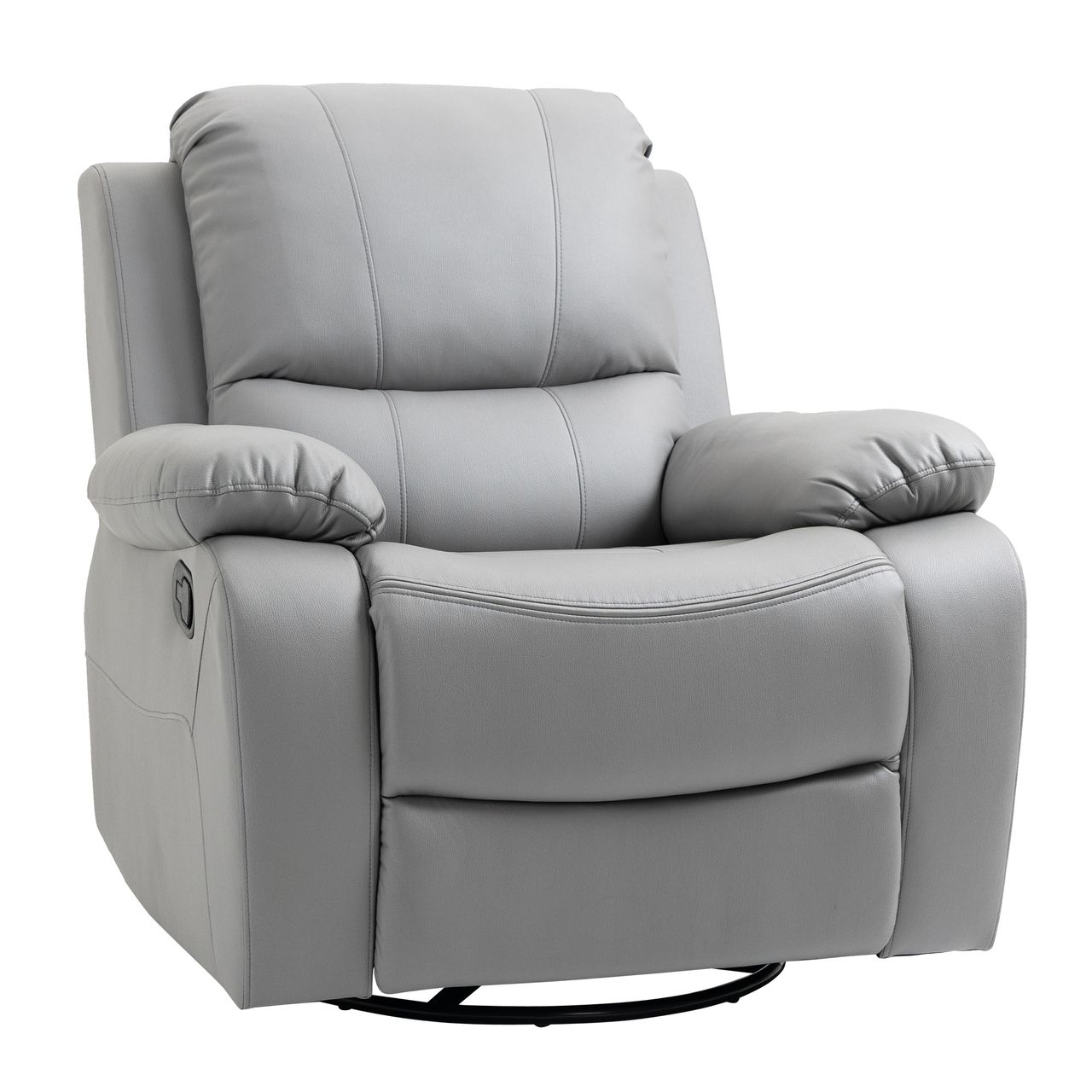 HOMCOM Relaxsessel 135° neigbarer Liegesessel, drehbarer Fernsehsessel mit Fußstütze für Wohnzimmer Schlafzimmer, belastbar bis 150 kg Polyester Grau