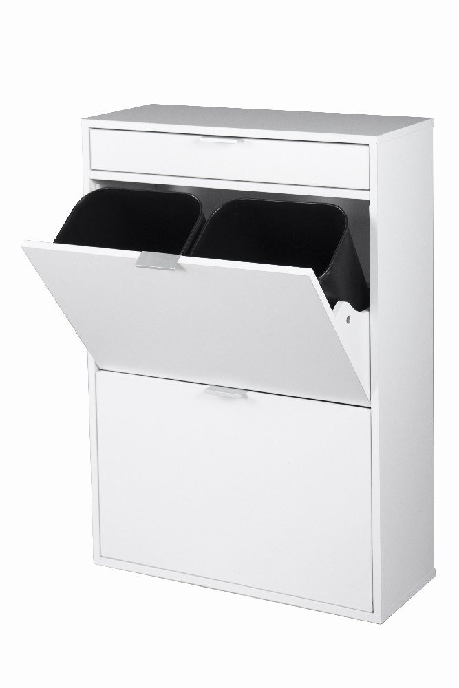 Happy Home Happy Home Mülleimerschrank mit Schublade & 4 Abfalleimer weiß