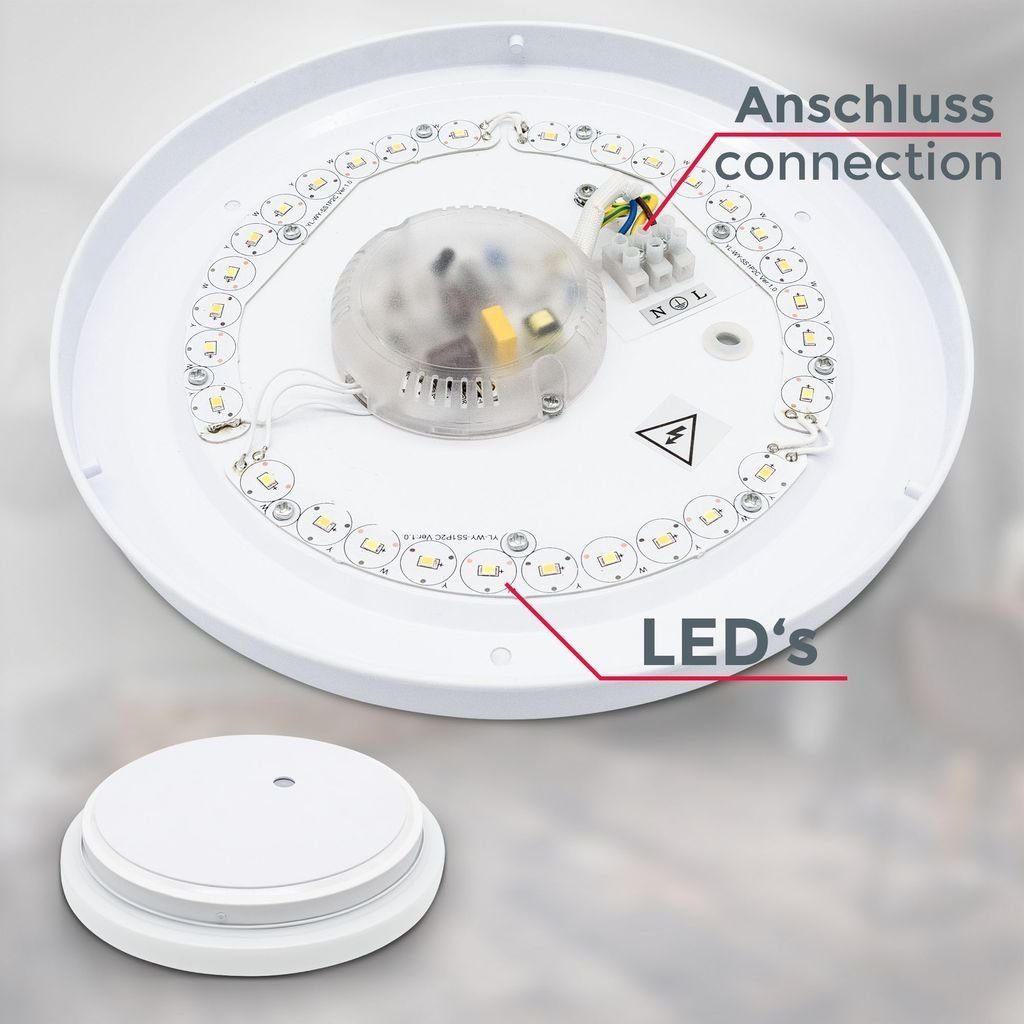 B.K.Licht Deckenleuchte Badezimmerlampe 12W CCT 1.200lm IP44 Weiß - BKL1526, Dimmfunktion, LED fest integriert, Farbwechsler, Kaltweiß, Neutralweiß, Warmweiß, Farbtemperatursteuerung 3000K-6500K Fernbedienung Weiß