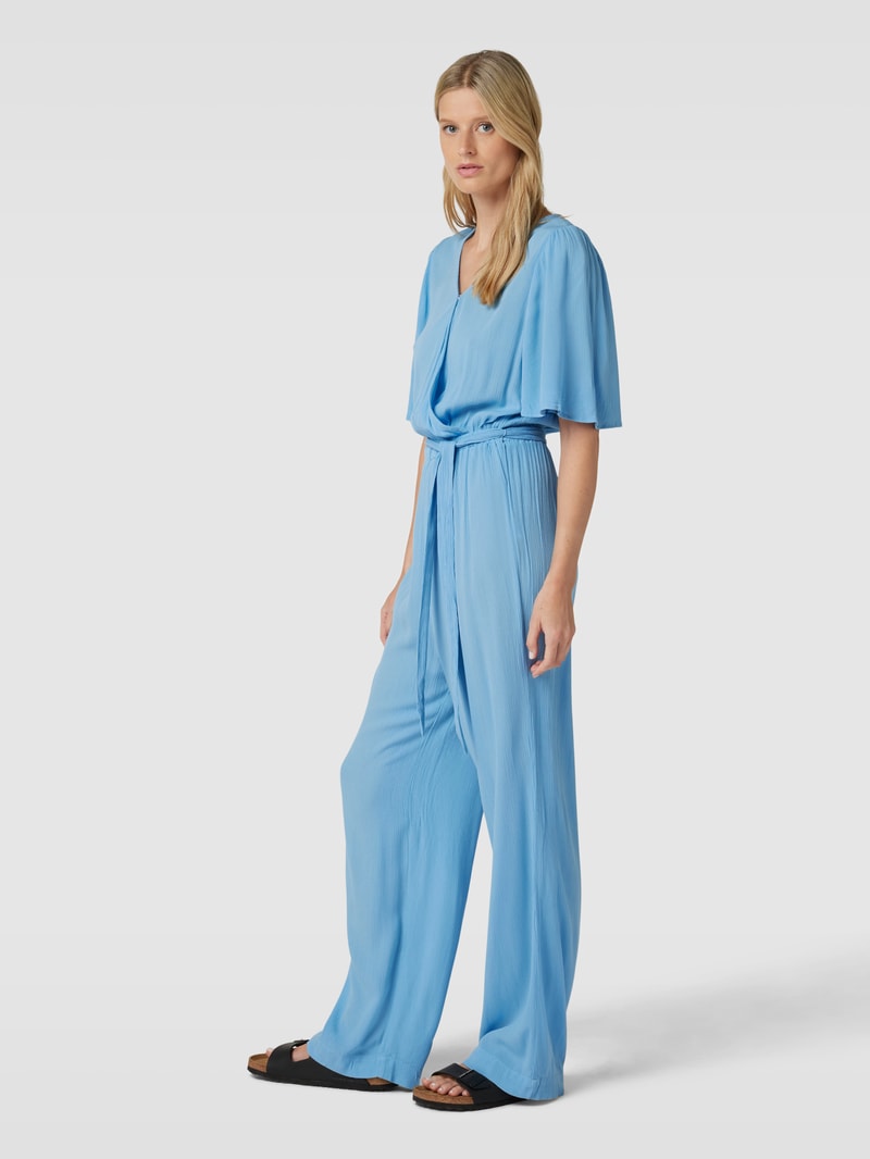 Jumpsuit mit V-Ausschnitt Modell 'Marrakech' in bleu