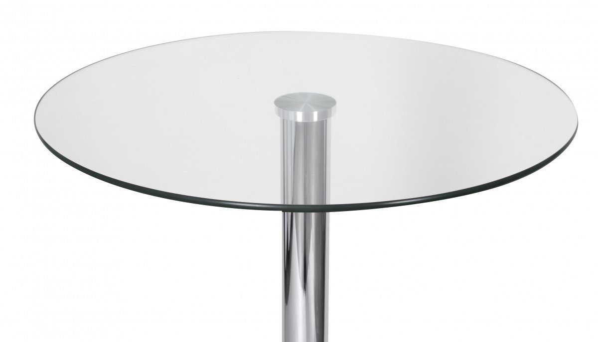furnicato Stehtisch ZAMORA II Bistrotisch rund Glasplatte Farbe Silber Bartisch Design