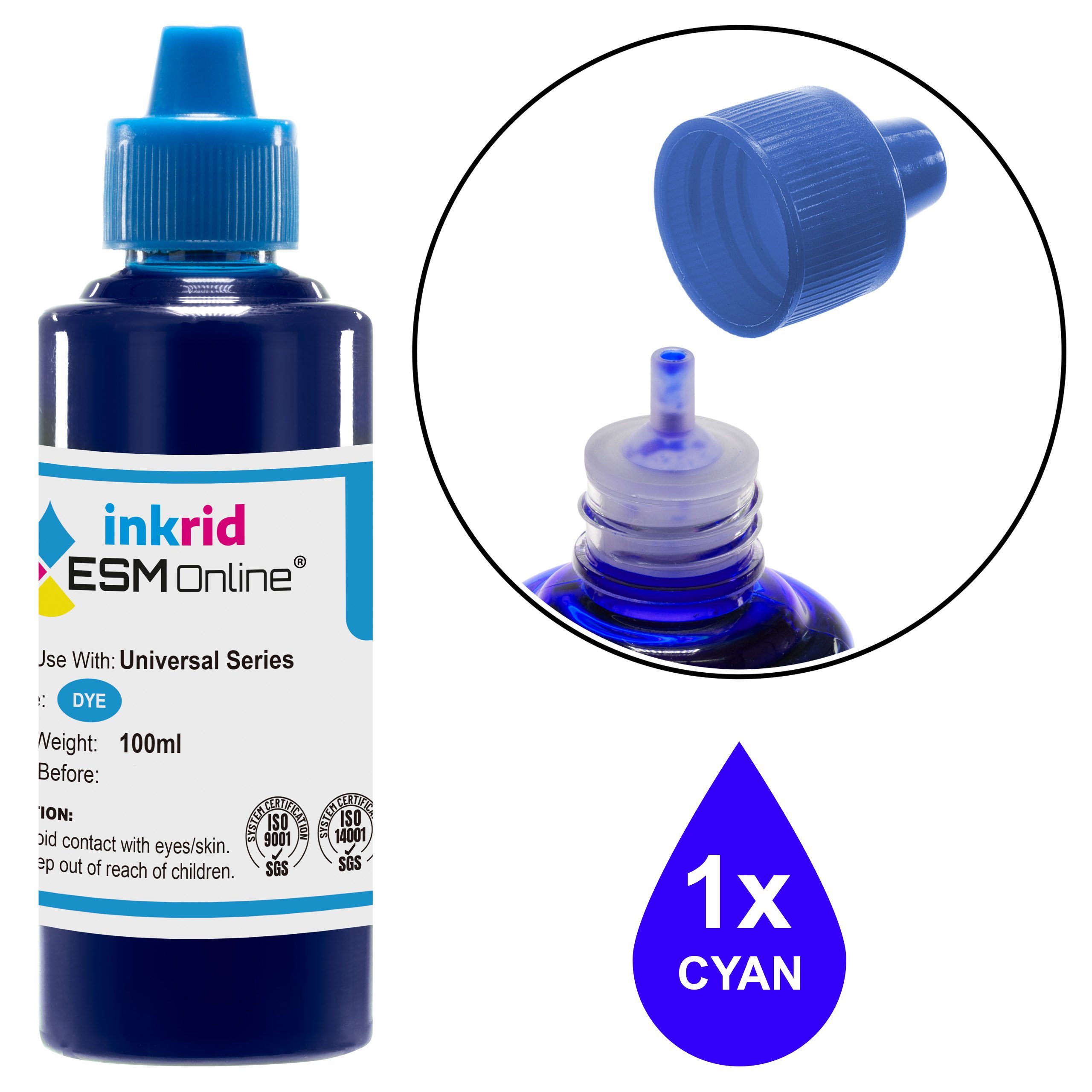 ESMOnline Inkrid Nachfülltinte EcoTank Smart Tank Serie HP Brother Canon Epson Tintenpatrone (4-tlg)
