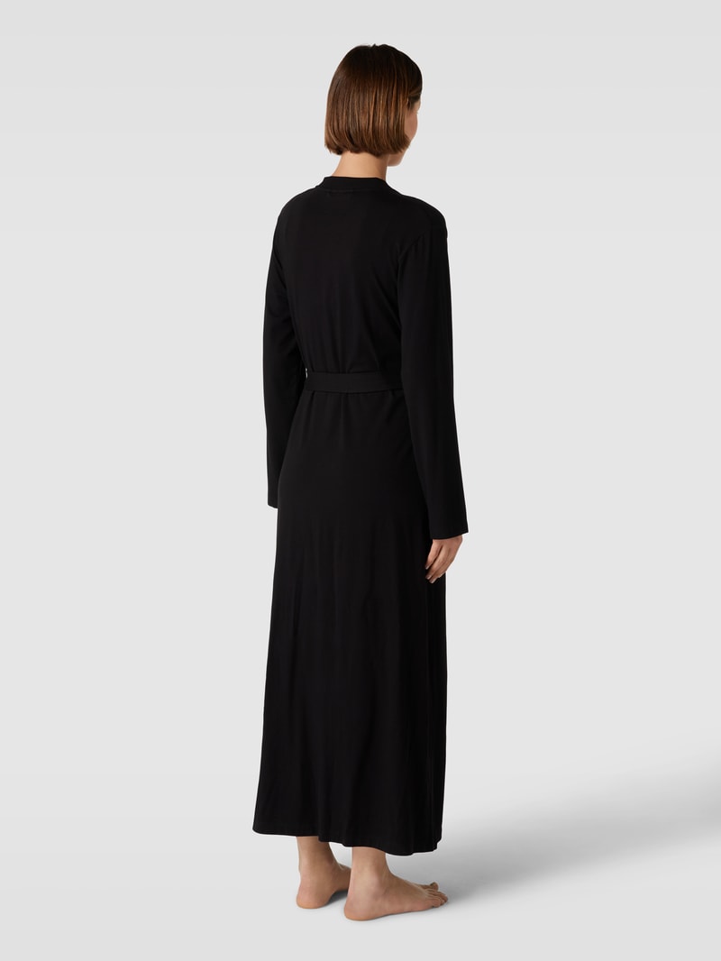 Morgenmantel mit Label-Print in schwarz