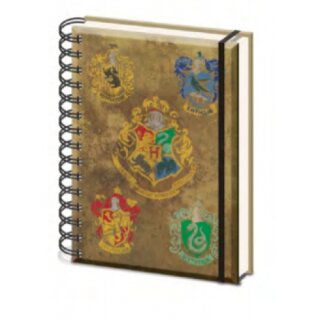 Harry Potter: Notizbuch A5 - Hogwarts Crest & Four Houses