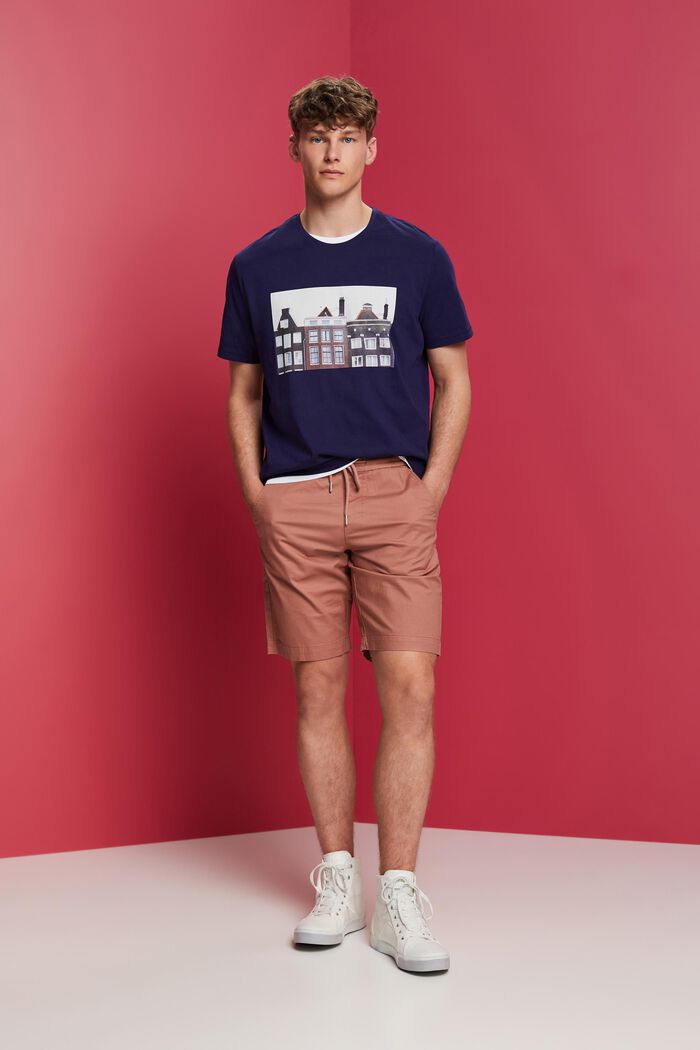 Rundhals-T-Shirt mit Print, 100 % Baumwolle
