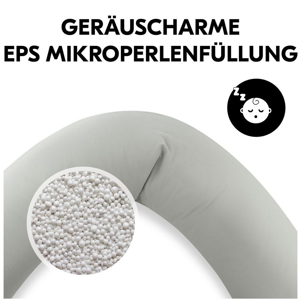 Hauck Stillkissen Nurse N Care - Anthracite, Lagerungskissen Schwangerschaftskissen 190 cm Länge Baumwolle waschbar