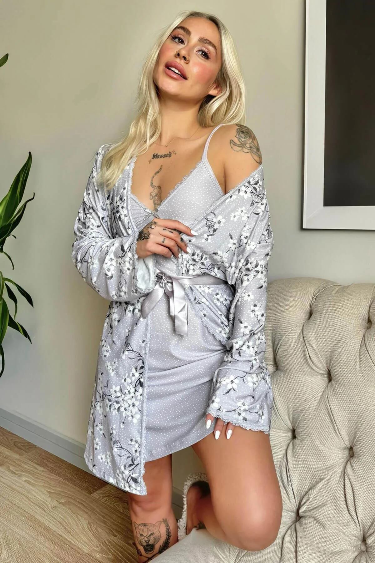 Pijamaevi  Pyjama set - Grau - Unifarben