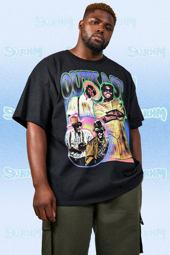Plus T-Shirt mit lizenziertem Vintage Outcast Print