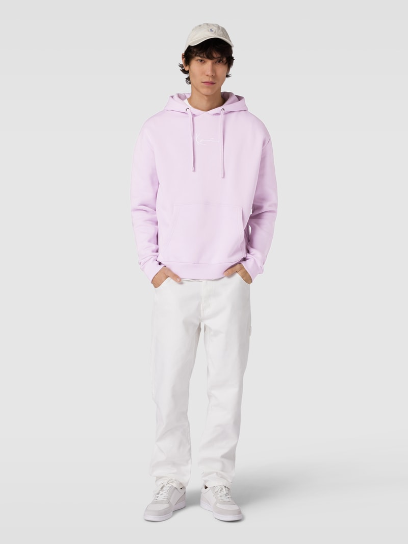 Hoodie mit Logo-Stitching in flieder
