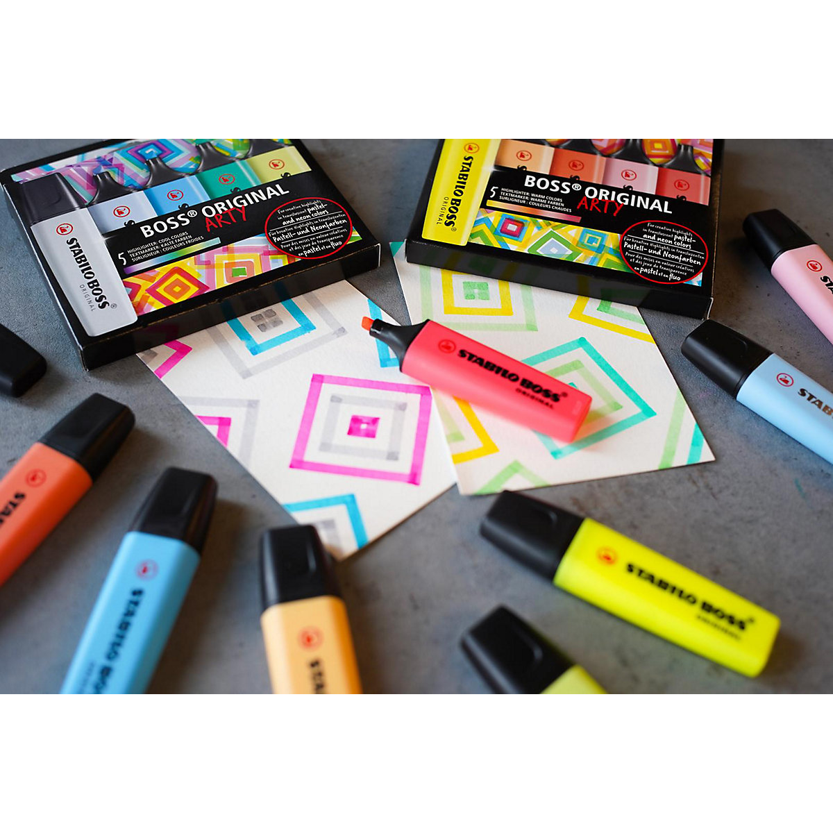 Textmarker BOSS ORIGINAL ARTY, 5 warme Farben
