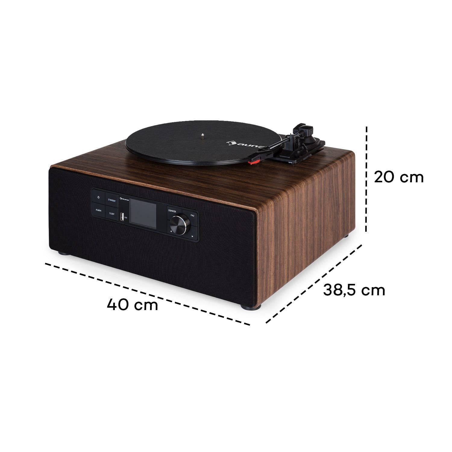 Auna Connect Vinyl Cube Plattenspieler (Riemenantrieb, Bluetooth, Schallplattenspieler mit Lautsprecher Radio Vinyl Plattenspieler)
