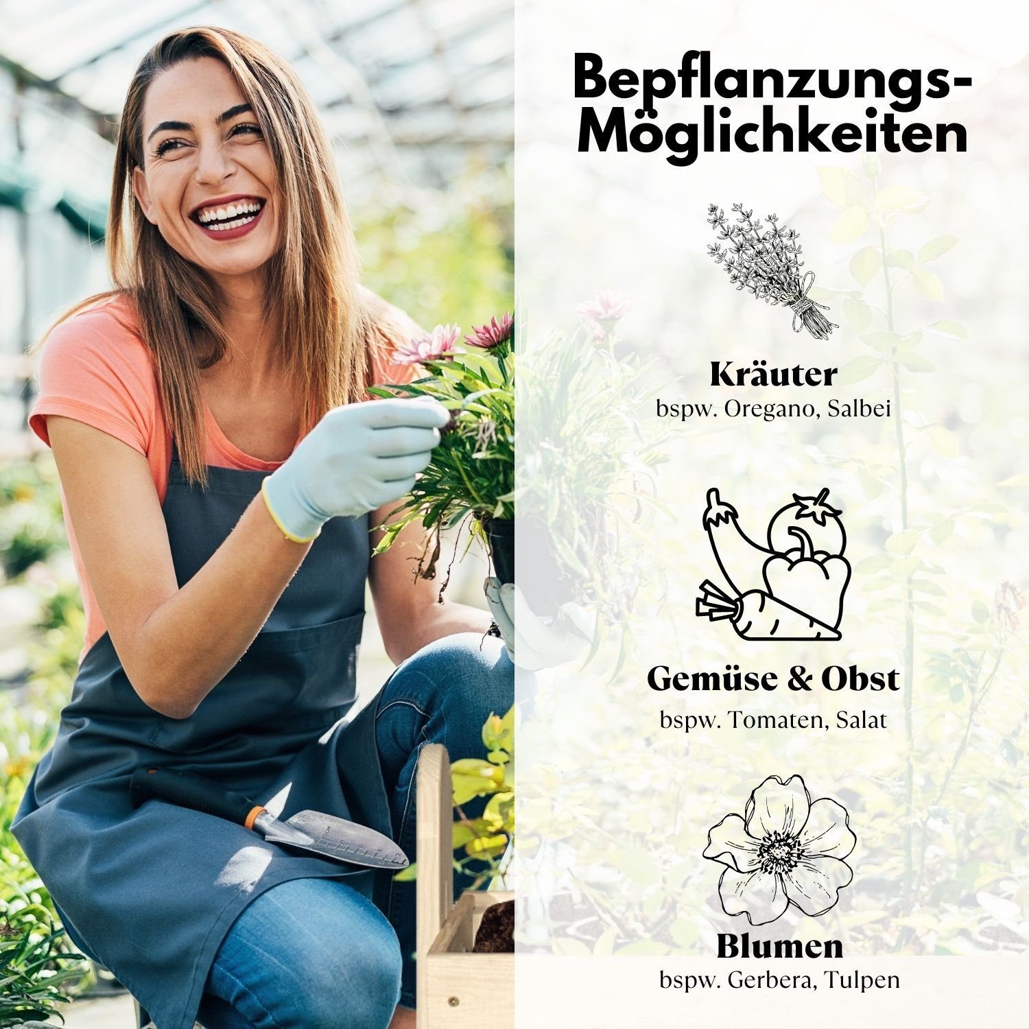 Coemo Hochbeet, Vertikalbeet aus Holz mit 4 neigbaren Pflanzkästen