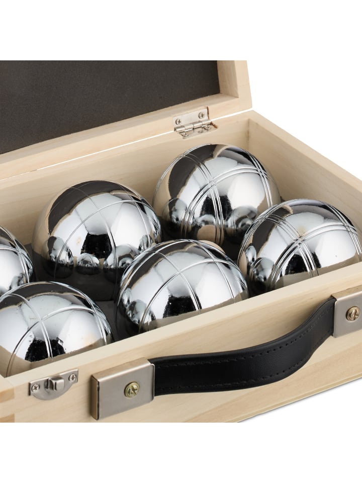relaxdays 9-tlg. Boule Kugeln Set in Natur/ Silber günstig kaufen onesize