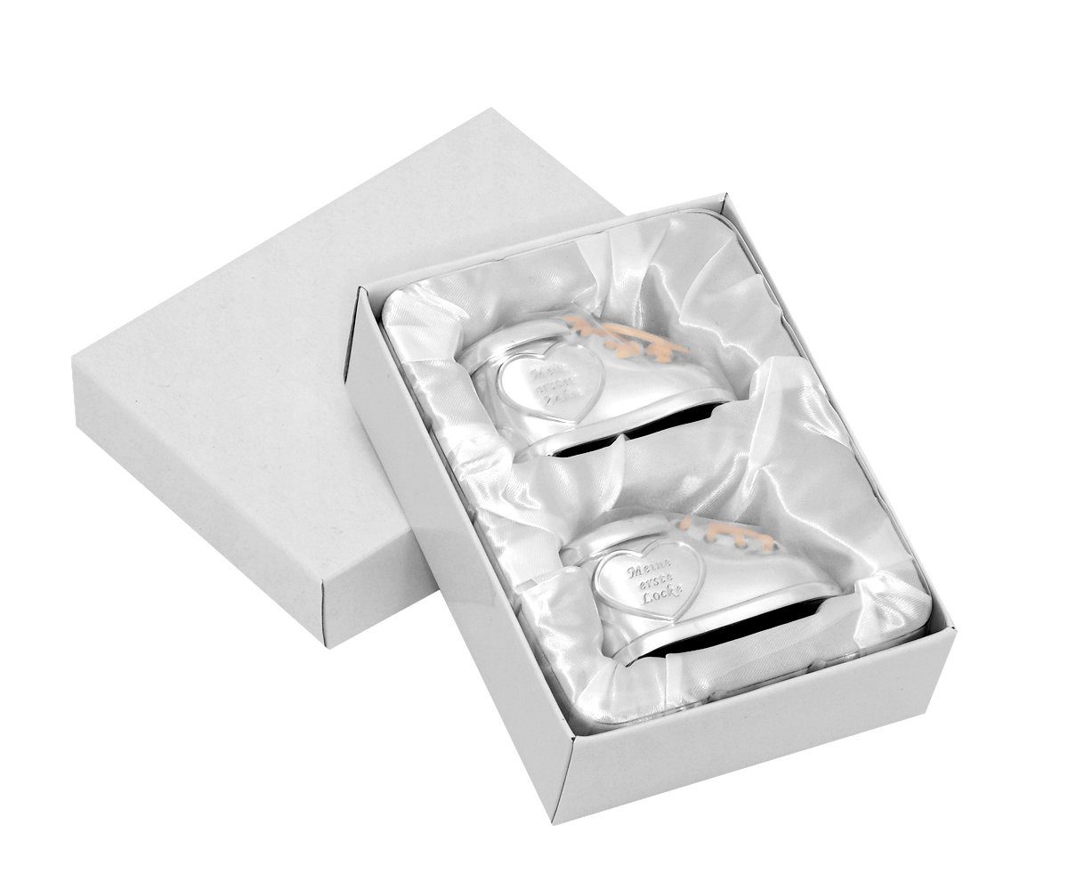 Brillibrum Zahndose 2er Set Haardose & Milchzahndose Deutsch versilbert Babygeschenk Zahndose Silber Lockendose Aufbewahrung erster Zahn Milchzahndöschen