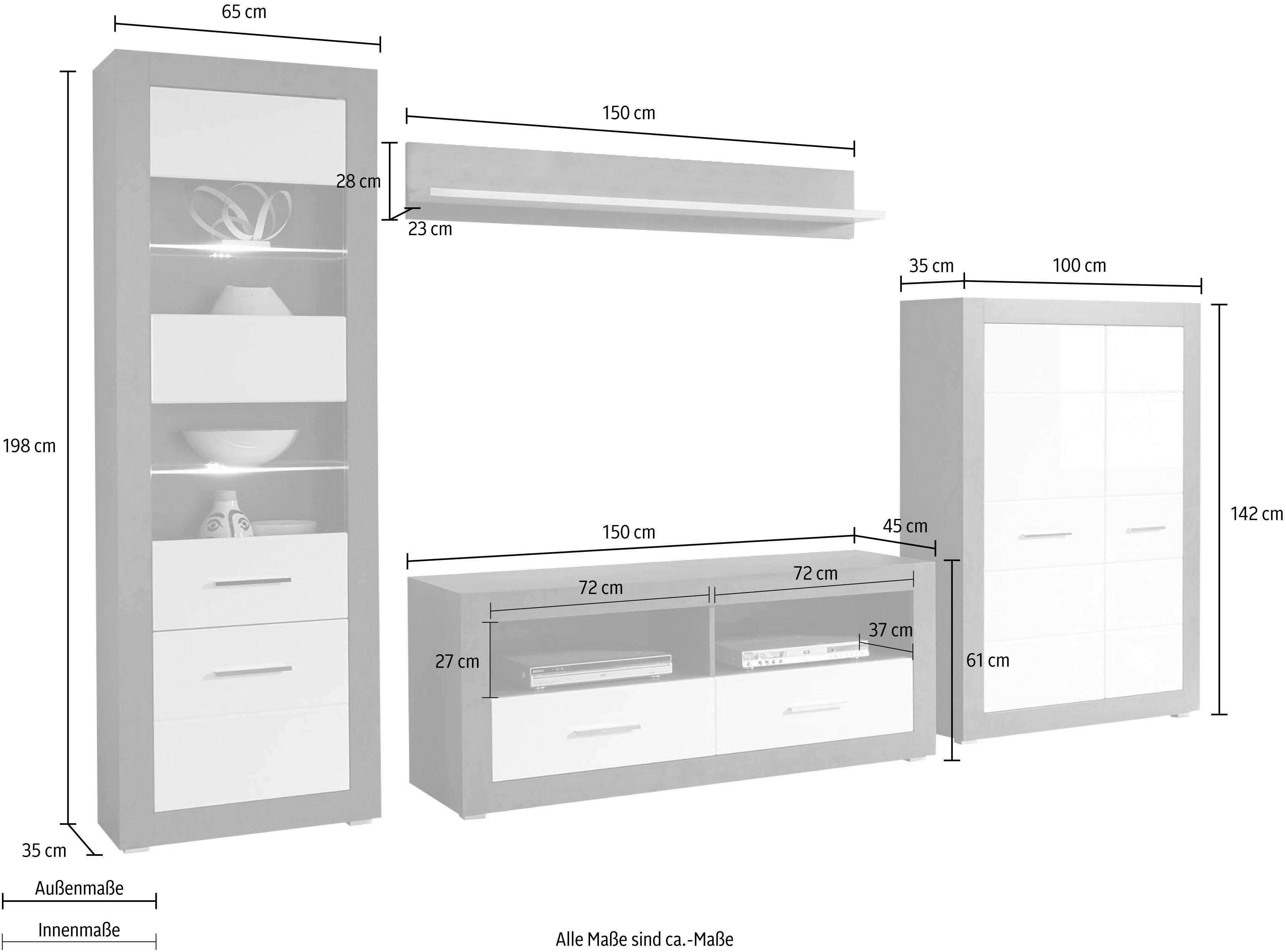 INOSIGN Wohnwand Etero, (Set, 4-St)