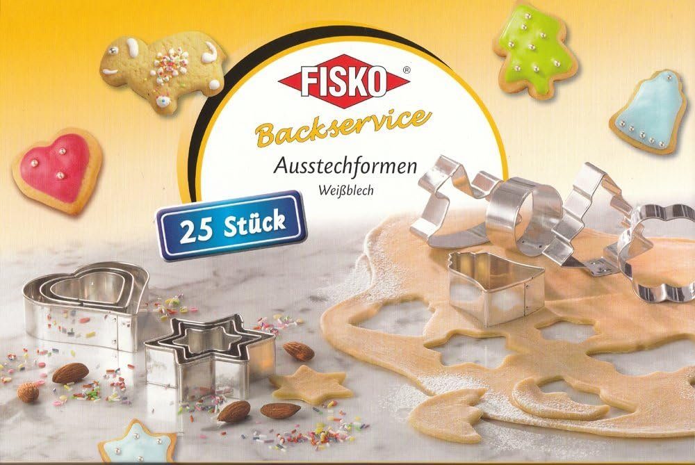 Fisko Ausstechform Ausstechformen 25 teilig Weihnachten Plätzchen Austecher, Metall, (komplett Set, 25 tlg), Made in Germany - besonders hohe Ausführung
