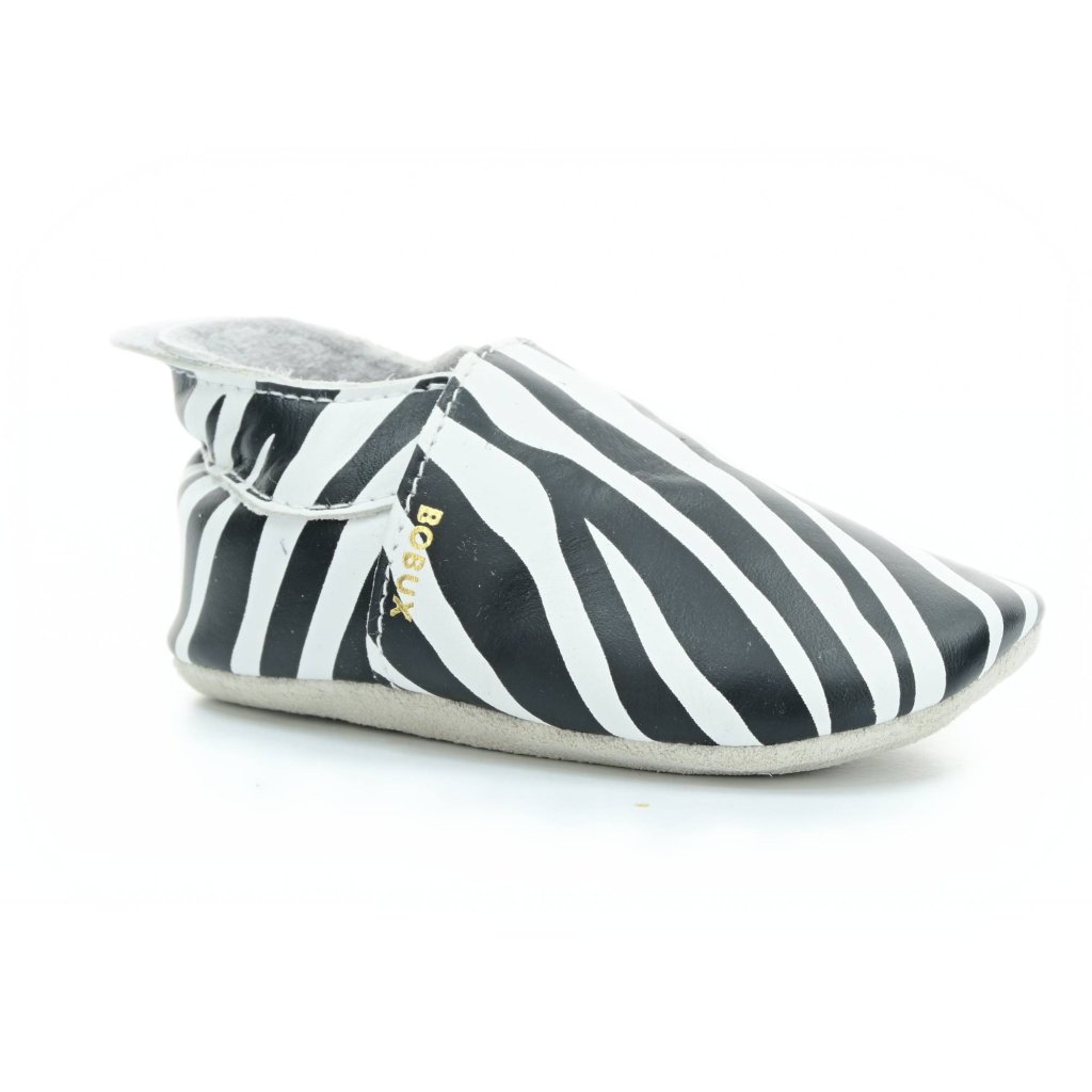 Bobux Zebra Print White (Soft Sole) Krabbelschuhe