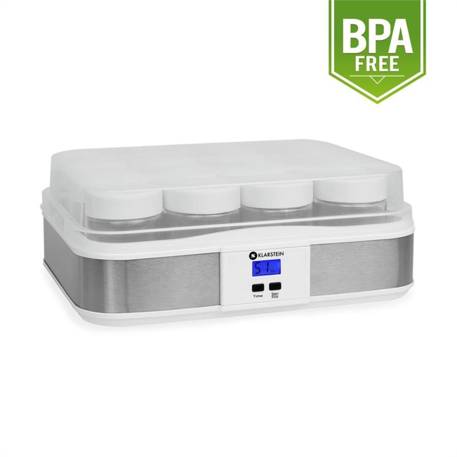 Klarstein Joghurtbereiter Gaia Joghurtmaker 12 Gläser a 150 ml Timer Edelstahl
