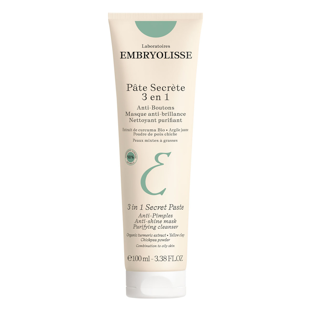 embryolisse Pâte Secrète Soin 3 en 1 anti-bouton, masque anti-brillance, nettoyant purifiant