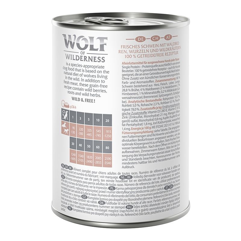 Wolf of Wilderness Adult 6 x 400 g - Single Protein