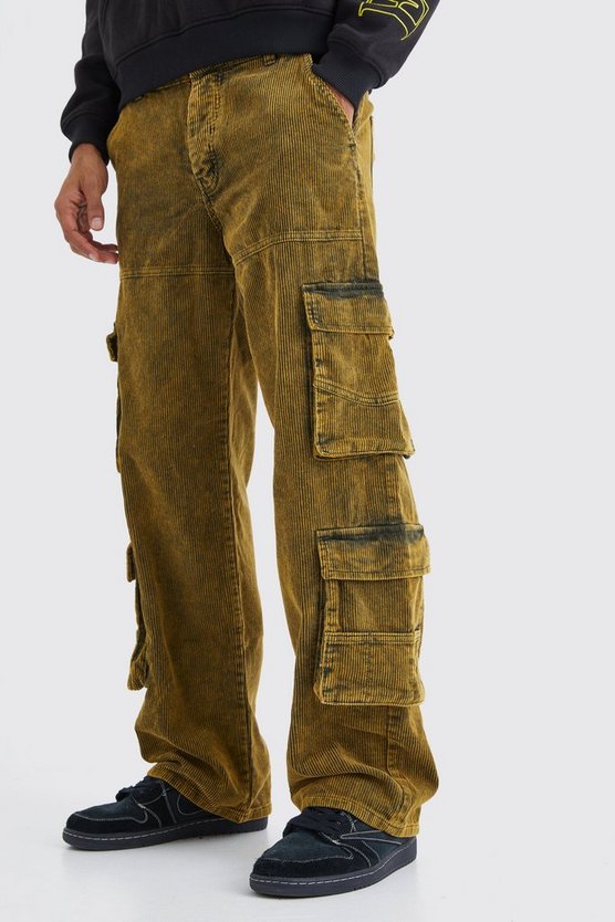 Lockere Cargo-Hose mit Taschen und Acid-Waschung