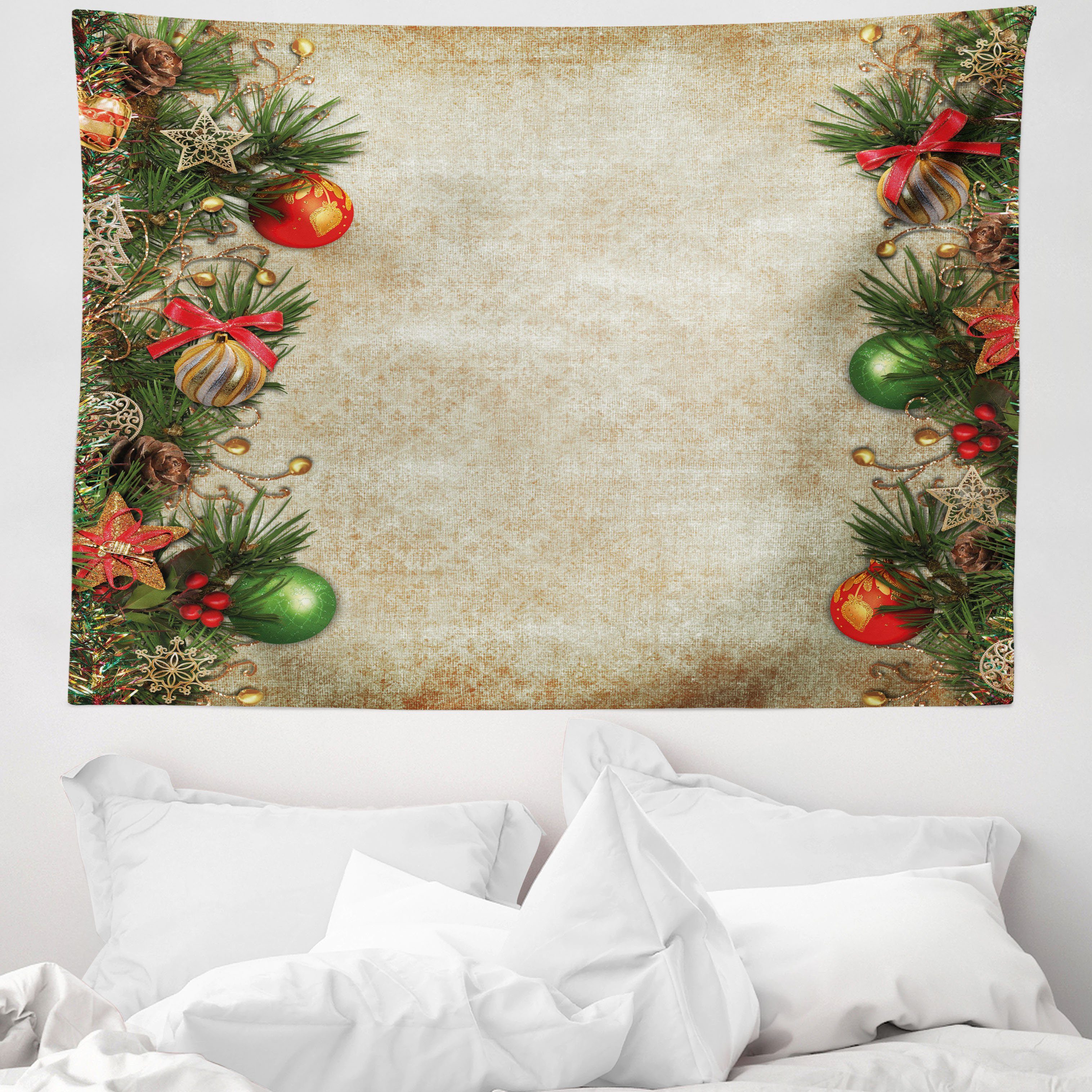 Wandteppich aus Weiches Mikrofaser Stoff Für das Wohn und Schlafzimmer, Abakuhaus, rechteckig, Weihnachten Retro Rahmen Old Days