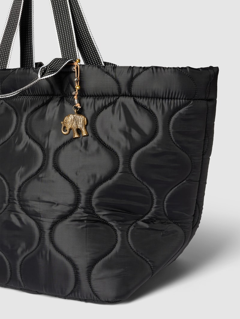 Shopper mit Steppnähten Modell 'QULITED' in schwarz