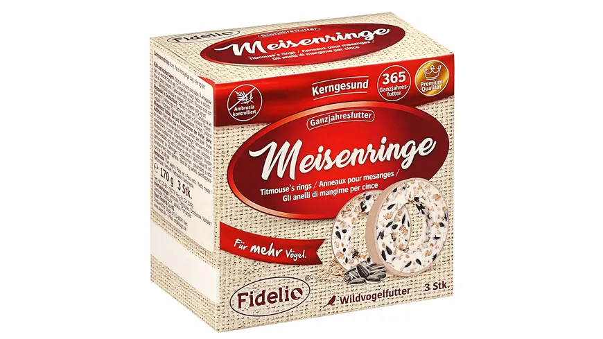 Fidelio Vogeltrockenfutter Meisenringe 3er 170 g
