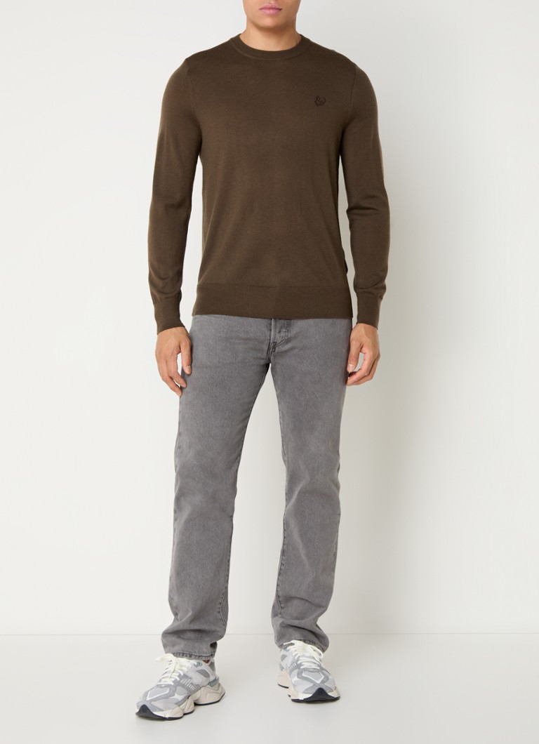 Lyle & Scott Tonal fine-knit wool pullover with logo embroidery