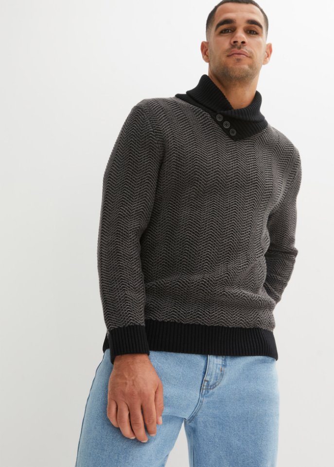 Pullover mit Schalkragen aus Baumwolle