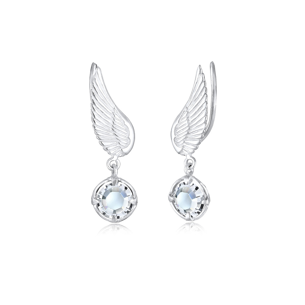 Elli Elli Boucles d'Oreilles Ailes de Grimpeur d'Oreilles pour Femmes avec Cristaux en Boucles d'oreilles