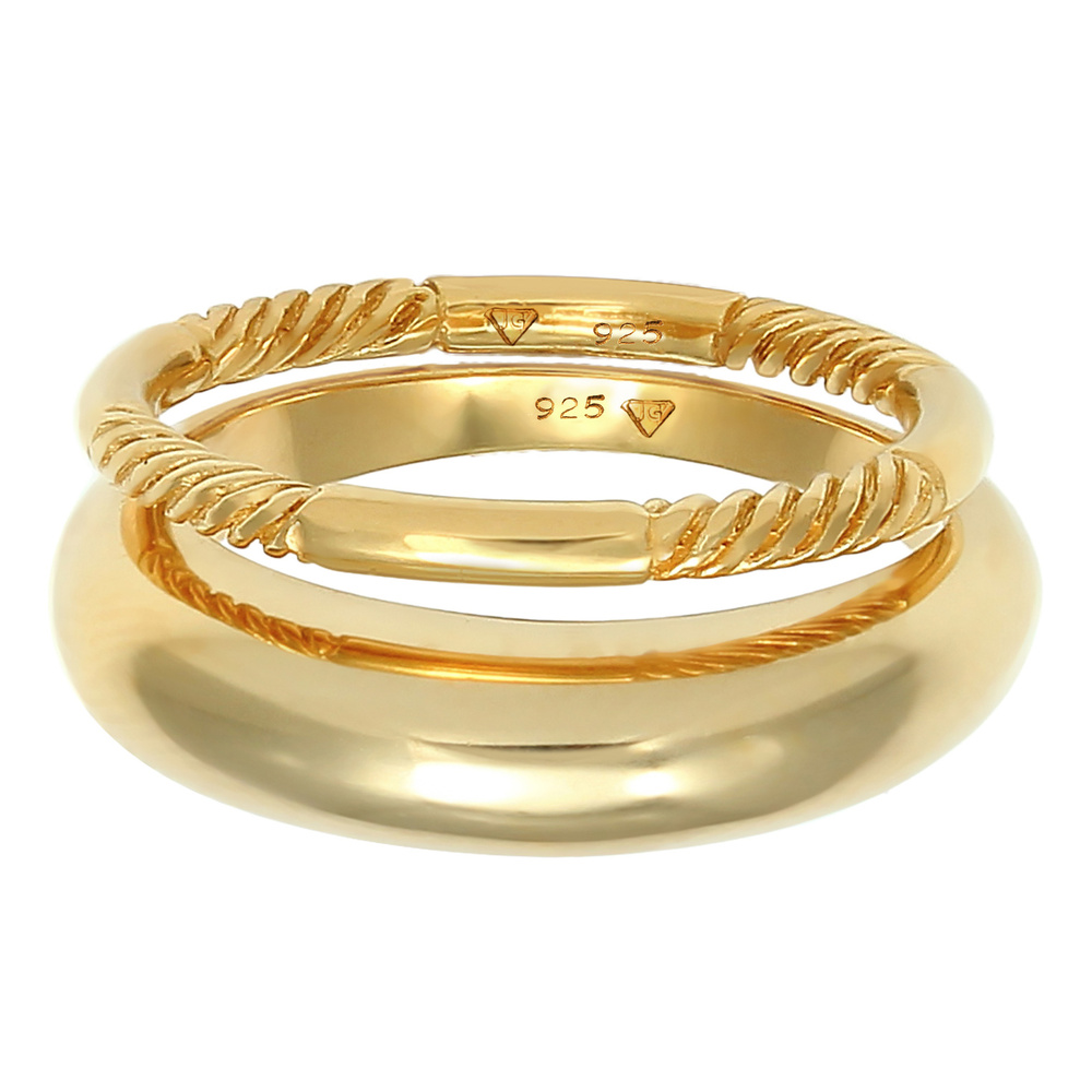 Elli Elli Bague Bague pour dames en argent sterling 925 plaqué or Bague