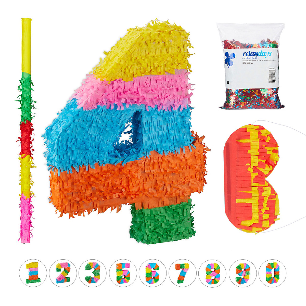 4tlg. Pinata Set Zahl 4